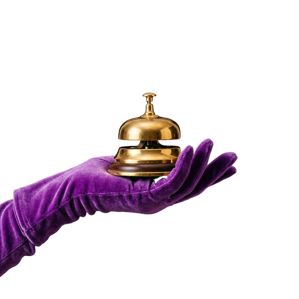 Gold service bell representing casino support