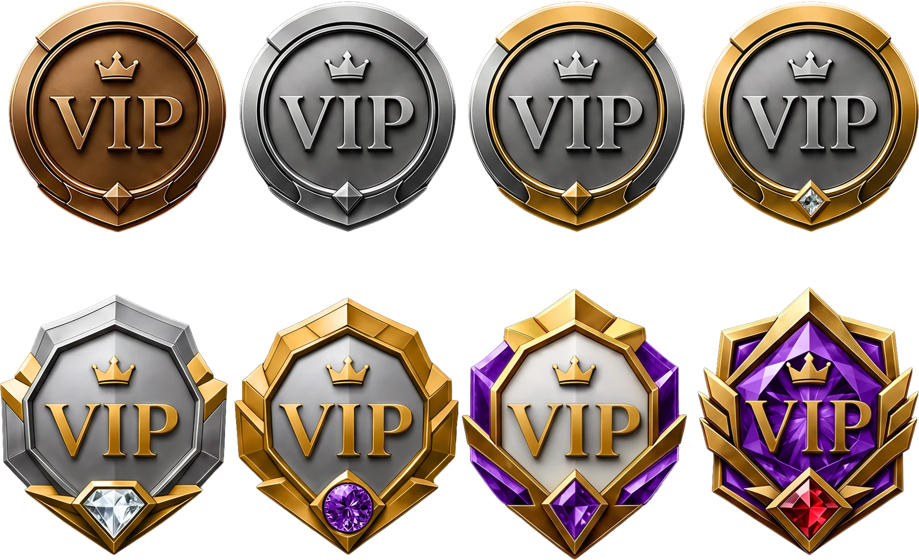 Rows of round gold-toned badge icons used here to mark different weekly deposit levels