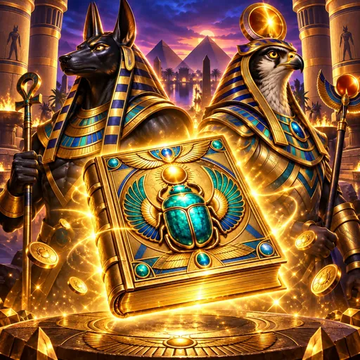 Book of Gods cover art featuring an ancient Egyptian spellbook